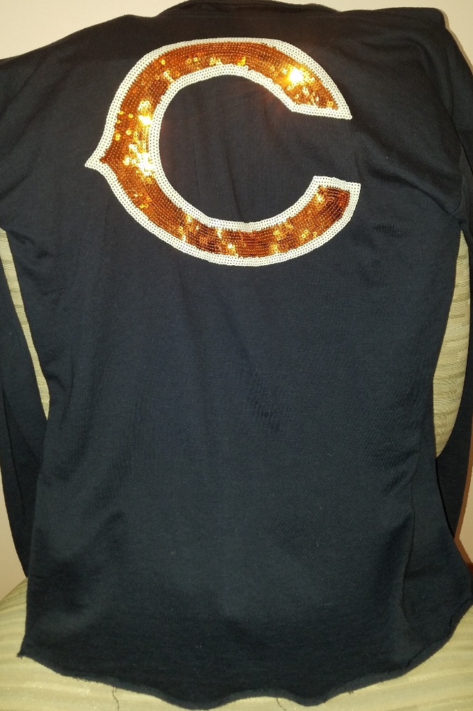 PINK Chicago Bears sequins half zip pullover sz S